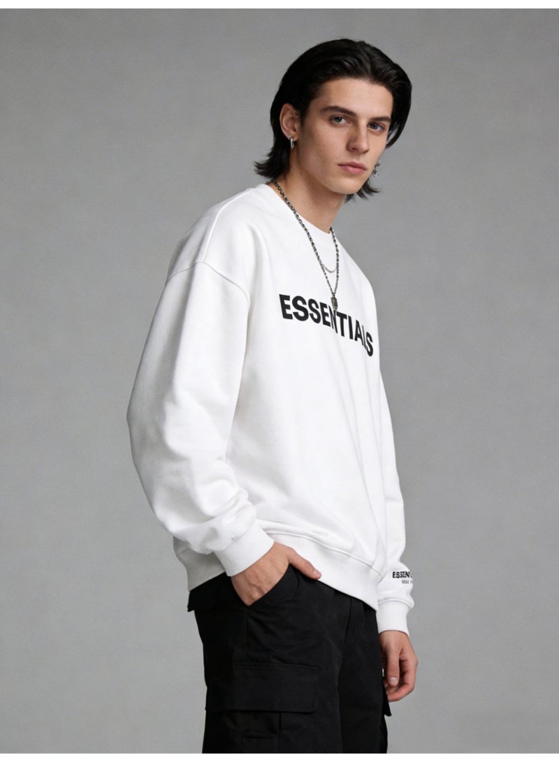 إيسنشالز ESSENTIALS letter printed round neck sweater heavy terry cotton loose shoulder coat American high street genderless couple - Image 5